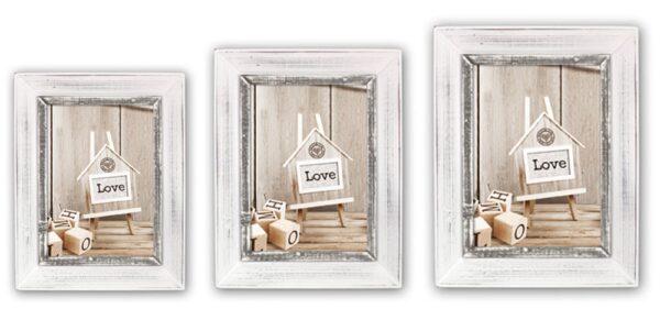 matches21 - Webshop Bilderrahmen Fotorahmen Wechselrahmen Holz weiss Innenkanten grau Shabby 3 Formate 119216 1 11