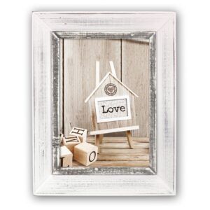 matches21 - Webshop Bilderrahmen Fotorahmen Wechselrahmen Holz weiss Innenkanten grau Shabby 3 Formate 119216 1 1 28