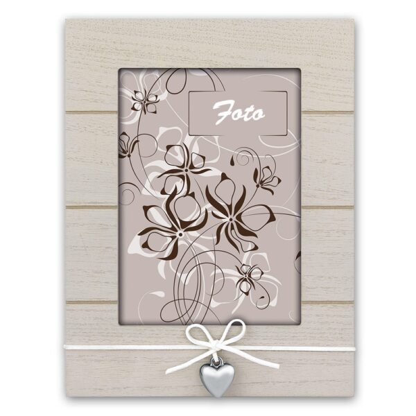 matches21 - Webshop Bilderrahmen vertikal Portraetrahmen mit Herz und Schleife Shabby beige 3 Formate 119271 1 12