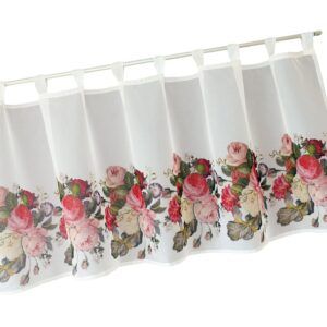 matches21 - Webshop Bistrogardinen Gardinen Organza und Schlaufen mit bunten Rosen Blueten 1 Stk 3 Groessen 124131 2 1 12