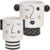 matches21 - Webshop Blumentoepfe Dekoschalen Gesicht und Ohren Keramik modern schwarz weiss 1 Stk 2 Groessen 123279 1 1 13