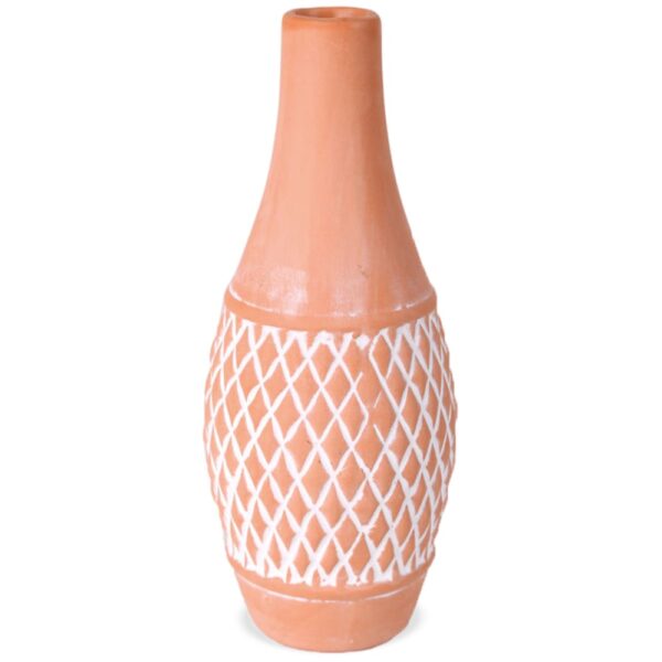 matches21 - Webshop Blumenvase Pflanzgefaess Vase Rillenstruktur Raute Keramik terrakotta 6x15 cm 124244 1 1