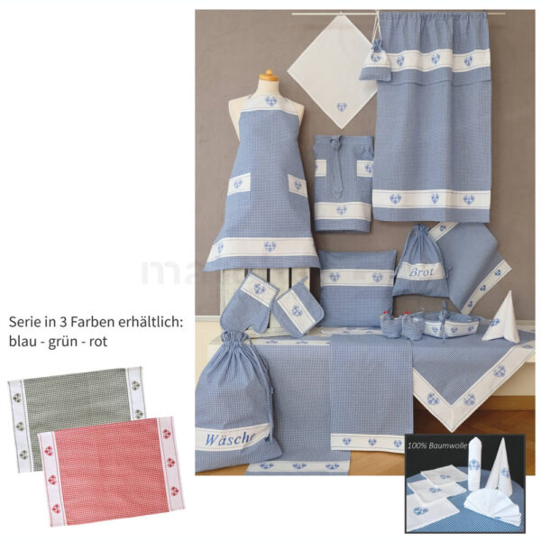 matches21 - Webshop Brotbeutel Stoff Landhaus blau weiss kariert und 1 1 2