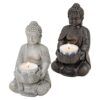 matches21 - Webshop Buddha Figur Deko sitzend Garten Teelichthalter 14 cm 2 Farben 126474 1 10