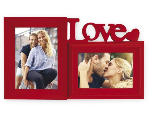 matches21 - Webshop Collage 3D Schriftzug LOVE und Herz Rahmen Kunststoff rot 1 Stk 10x15 cm und 13x18 cm 123586 1 1