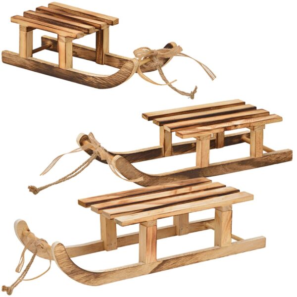 matches21 - Webshop Deko Schlitten Minischlitten Holzschlitten Dekoration Holz braun 1 Stk 3 Groessen 119625 1 9