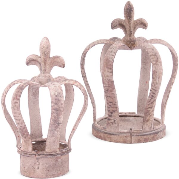 matches21 - Webshop Dekokronen Kronen Metall Gartendeko grau Vintage Shabby 2 Groessen 124452 1 7