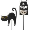 matches21 - Webshop Dekostecker Geisterhaus mit Gespenst und Katze mit Buckel Deko Holz 2er Set ca 30 cm 121974 1 5