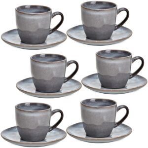 matches21 - Webshop Espresso Tassen und Teller Steingut Rand wellig Landhaus unregelmaessig grau 6er 7cm 123937 1 10