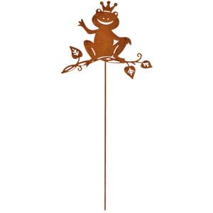 matches21 - Webshop Froschkoenig Dekostecker Metall Rostoptik Gartendeko Frosch 1 Stk 12x38 cm 121392 1 4