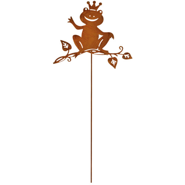 matches21 - Webshop Froschkoenig Dekostecker Metall Rostoptik Gartendeko Frosch 1 Stk 12x38 cm 121392 1 1