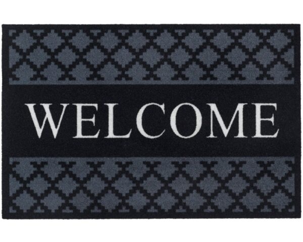 matches21 - Webshop Fussmatte Buersteneffekt OUTDOOR Rand WELCOME Kunststoff Schwarz Grau 50x75 cm 124015 1 1