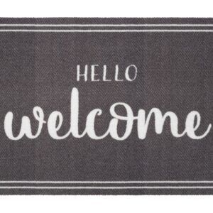 matches21 - Webshop Fussmatte Fussabstreifer DECOR HELLO WELCOME Holz in grau gedruckter Rand 50x75 cm 124000 1 22