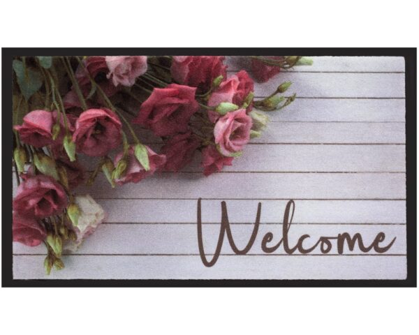 matches21 - Webshop Fussmatte Fussabstreifer Decor und Rand Holzoptik WELCOME und Rosen waschbar 40x75 cm 123970 1 1