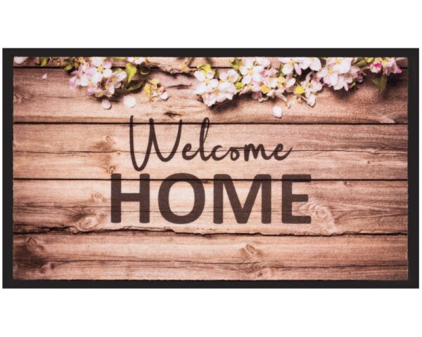 matches21 - Webshop Fussmatte Fussabstreifer Decor und Rand WELCOME HOME und Blumen Holz waschbar 40x75 cm 123983 1 1