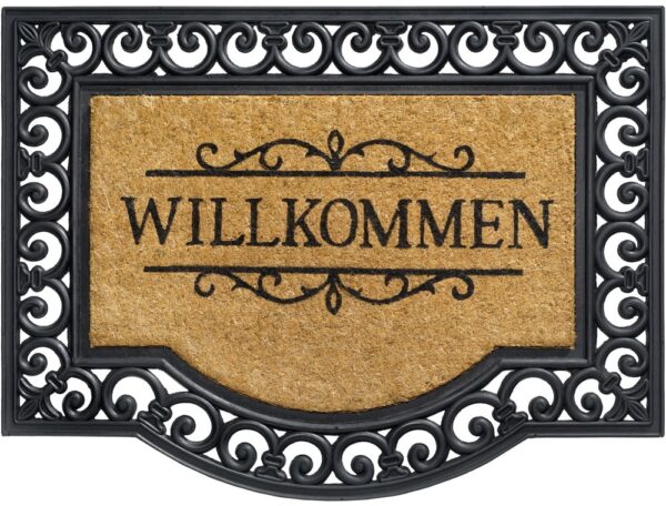 matches21 - Webshop Fussmatte Fussabstreifer KOKOS Ornamente Gummirand und Willkommen 60x80 cm rutschfest 119006 1 1