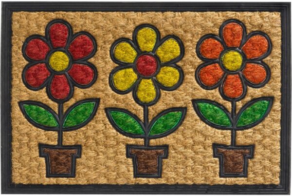 matches21 - Webshop Fussmatte Fussabstreifer Kokos In und Outdoor Gummi Blumentoepfe bunt 40x60 cm 119000 1 1