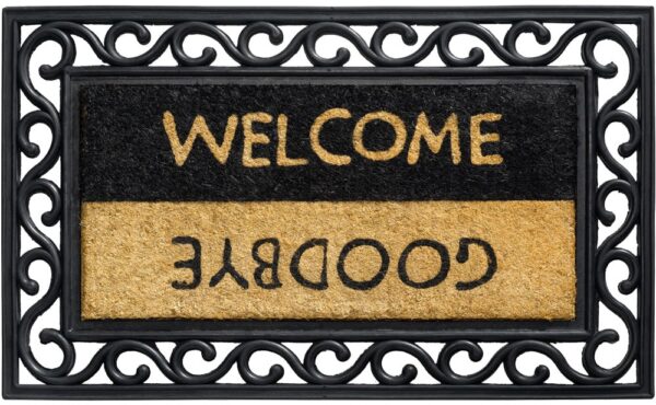 matches21 - Webshop Fussmatte Fussabstreifer Kokos In und Outdoor Gummi Welcome und Goodbye 1 Stk 45x75 cm 123914 1 1