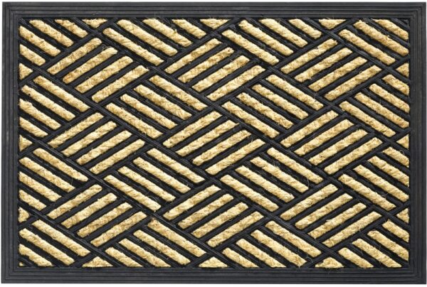 matches21 - Webshop Fussmatte Fussabstreifer Kokos In und Outdoor Gummibeschichtung Karomuster 40x60 cm 118998 1 1