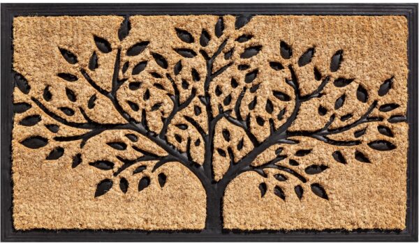 matches21 - Webshop Fussmatte Kokos In und Outdoor Gummi natur Struktur Baum mit Umrandung 45x75 cm 118993 1 1