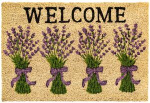 Fußmatte Kokos Indoor beige bedruckt Lavendel Sträuße Welcome 1 Stk - 40x60 cm