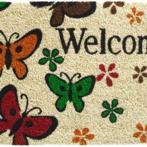 matches21 - Webshop Fussmatte Kokos Indoor bunt bedruckt Schmetterlinge Blumen und Welcome 1 Stk 40x60 cm 118971 1 33