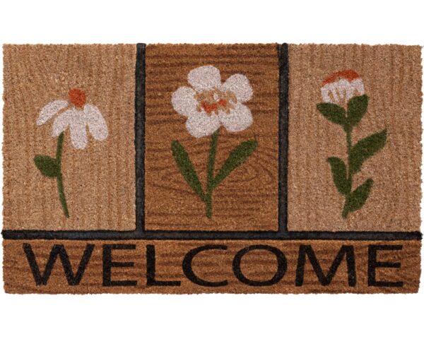 matches21 - Webshop Fussmatte Kokosmatte 3D Motiv INDOOR WELCOME und Gaensebluemchen 1 Stk 45x75 cm 124048 1 1