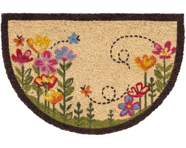 matches21 - Webshop Fussmatte Kokosmatte INDOOR bedruckt Blumen und Schmetterlingen 1 Stk 40x60 cm 124043 1 1