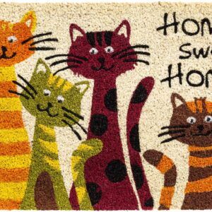 matches21 - Webshop Fussmatte Kokosmatte Indoor bedruckt 4 Katzen und Home sweet Home 1 Stk 40x60 cm 118974 1 2