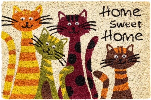 matches21 - Webshop Fussmatte Kokosmatte Indoor bedruckt 4 Katzen und Home sweet Home 1 Stk 40x60 cm 118974 1 1