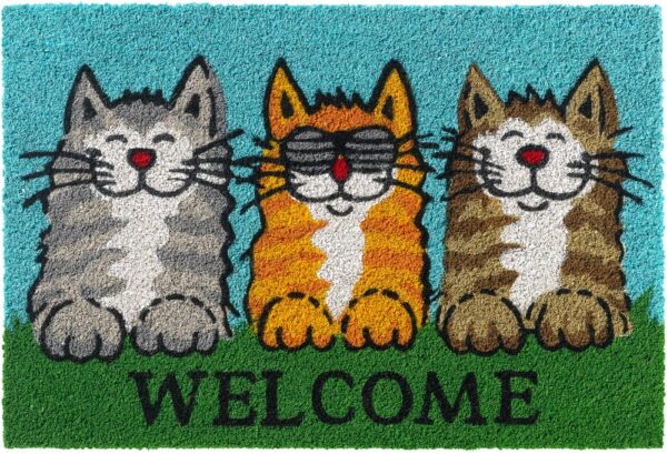 matches21 - Webshop Fussmatte Kokosmatte Indoor bedruckt Drei Katzen und Sonnenbrille bunt 1 Stk 40x60 cm 118972 1 1