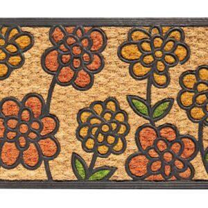 matches21 - Webshop Fussmatte Kokosmatte KOKOS Gummi IN und OUTDOOR bunte Blumen und Linien 40x60 cm 124058 1 3