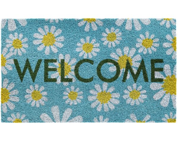 matches21 - Webshop Fussmatte Kokosmatte KOKOS INDOOR Schriftzug WELCOME und Gaensebluemchen 45x75 cm 124027 1 1