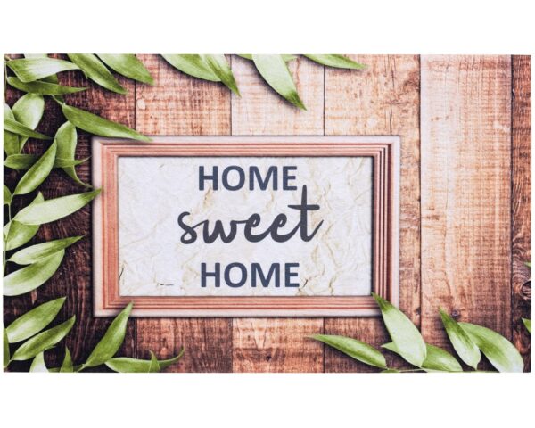 matches21 - Webshop Fussmatte Tuermatte Gummi OUTDOOR DECOR Holzoptik HOME SWEET HOME und Blaetter 45x75 cm 124017 1 1