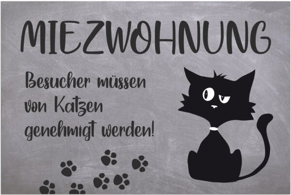 matches21 - Webshop Fussmatten Fussabstreifer DECOR Katze Comic Miezwohnung Spruch grau waschbar 2 Gr 119175 1 1 10