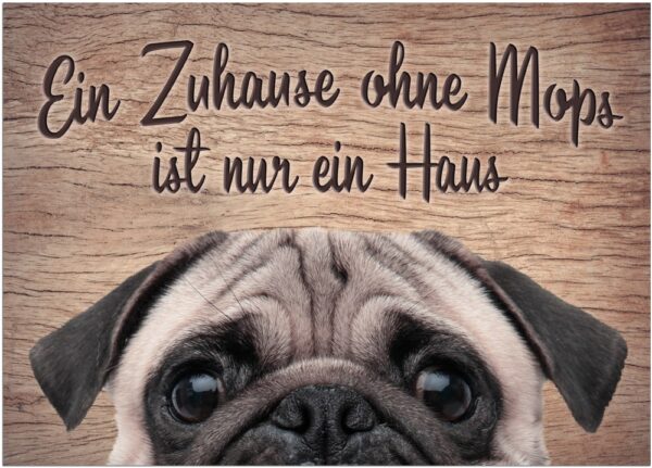 matches21 - Webshop Fussmatten Fussabstreifer DECOR Mops Hund Spruch Zuhause lustig waschbar 2 Groessen 119177 2 1 11