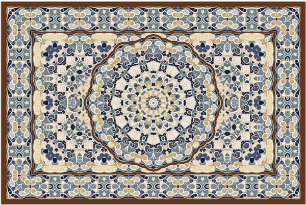 matches21 - Webshop Fussmatten Fussabstreifer DECOR Perser Ornamente blau braun beige waschbar 2 Groessen 120649 1 1 10