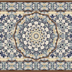 matches21 - Webshop Fussmatten Fussabstreifer DECOR Perser Ornamente blau braun beige waschbar 2 Groessen 120649 2 1 14