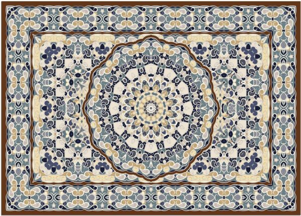 matches21 - Webshop Fussmatten Fussabstreifer DECOR Perser Ornamente blau braun beige waschbar 2 Groessen 120649 2 1 11