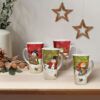 matches21 - Webshop Grosse Becher Tassen Weihnachtsmotiv Schneemann 4er Set 15cm 500 ml gruen rot 103579 3 1 10