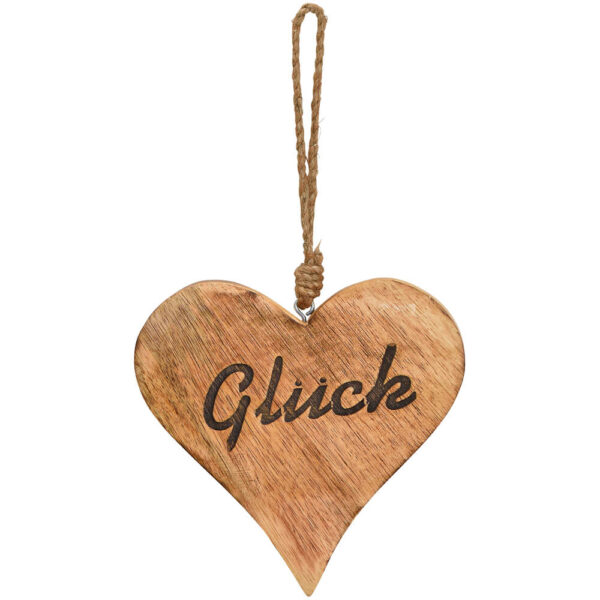 matches21 - Webshop Haengende Herzen Dekoration Holz und Schriftzug GLueCK braun Deko 1 Stk 2 Groessen 121315 1 1 8