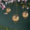 matches21 - Webshop Haengendes Kerzenglas Vintage Windlicht gold in 2 Groessen Modernes Windlichtglas als Kerzenstaender Laterne und Teelichthalter Boho Kerzenhalter Teelichtglas fuer Wohnzimmer Balkon 7 53