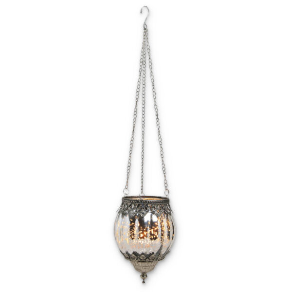 matches21 - Webshop Haengendes Kerzenglas Vintage Windlicht silber in 2 Groessen Modernes Windlichtglas als Kerzenstaender Laterne und Teelichthalter Boho Kerzenhalter Teelichtglas fuer Wohnzimmer Balkon 1 32