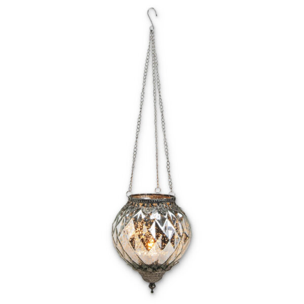 matches21 - Webshop Haengendes Kerzenglas Vintage Windlicht silber in 2 Groessen Modernes Windlichtglas als Kerzenstaender Laterne und Teelichthalter Boho Kerzenhalter Teelichtglas fuer Wohnzimmer Balkon 8 39