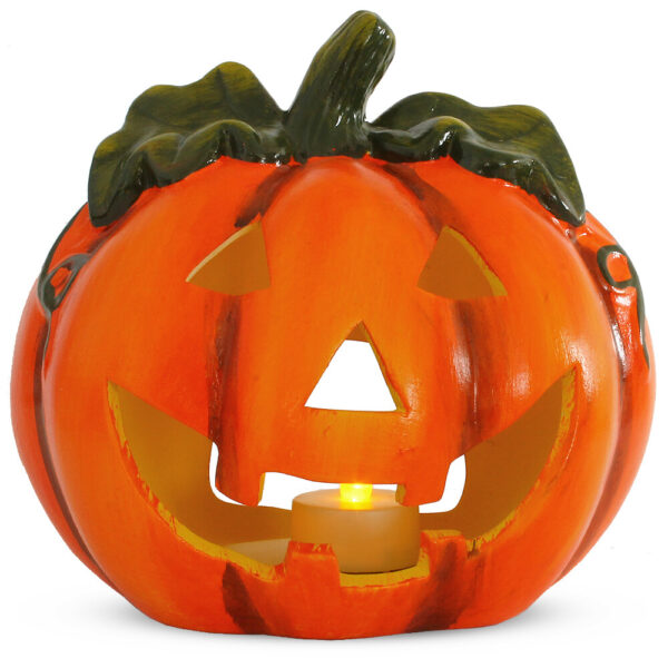 matches21 - Webshop Halloween Ton Kuerbis Windlicht Halloween Laterne 18x17 cm inkl LED Teelicht 111003 1 2 1