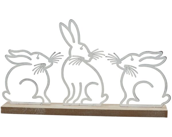 matches21 - Webshop Hasenfigur Hasen Aufsteller Metall weiss Osterdeko Osterhasen 1 Stk 30x17x4 5 cm 123827 1 1