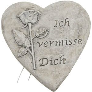 matches21 - Webshop Herz mit Rose und Ich vermisse Dich Dekoherz Grabdeko Poly 1 Stk 12 5x11 7x1 6 cm 121790 1 8