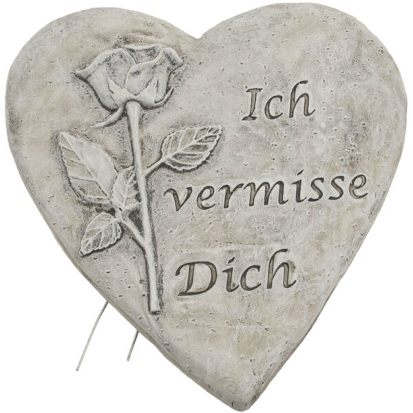 matches21 - Webshop Herz mit Rose und Ich vermisse Dich Dekoherz Grabdeko Poly 1 Stk 12 5x11 7x1 6 cm 121790 1 1