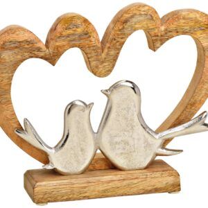 matches21 - Webshop Herzen aus Holz mit Voegeln aus Metall Aufsteller Dekofigur Liebe 1 Stk 26x20 cm 123271 1 30