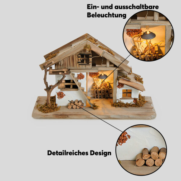 matches21 - Webshop Holz Weihnachtskrippe Echtholz Krippe Stall traditionell viele Details 39 cm 115211 5 1 6